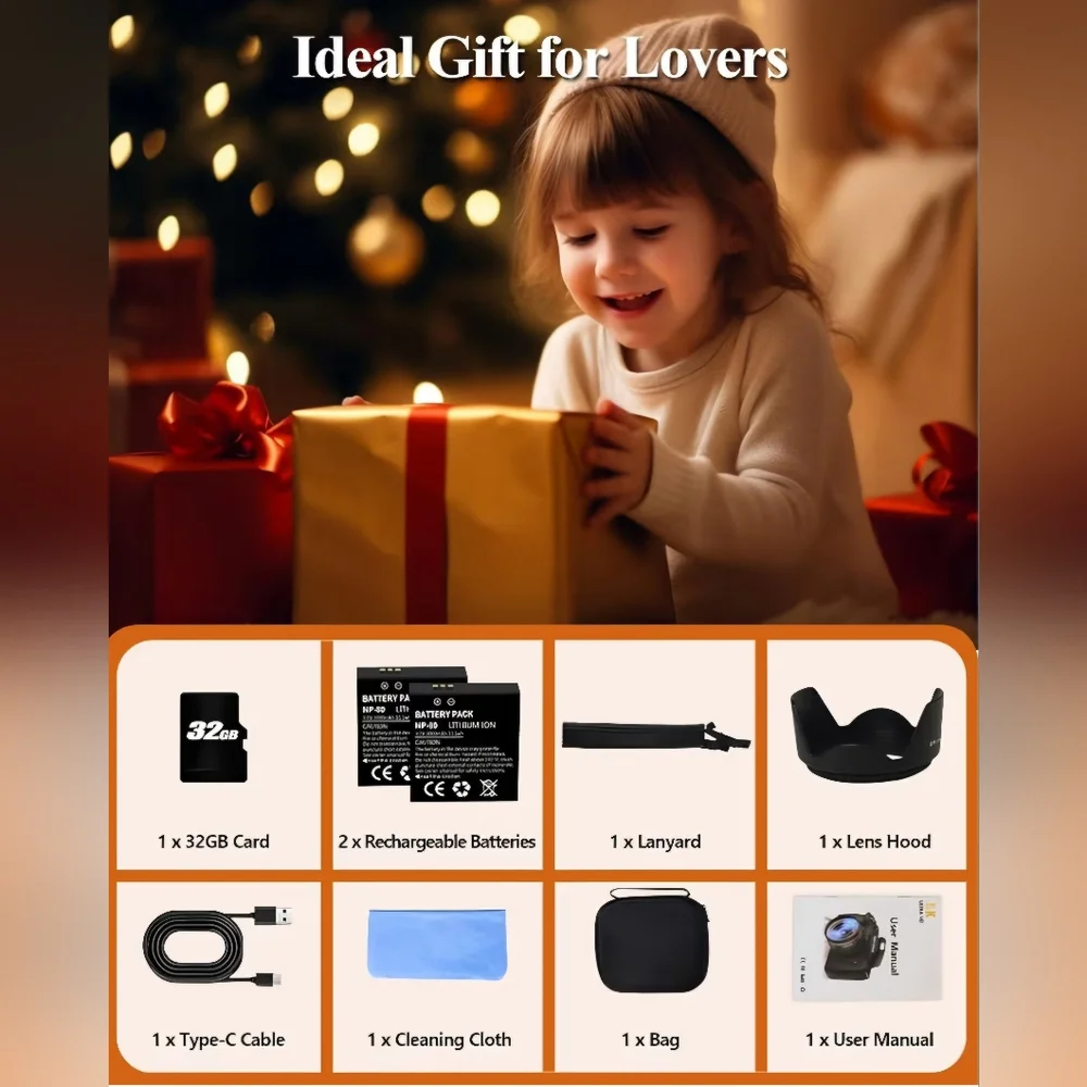 Digital Camera with Touch Screen And Assessories - Black